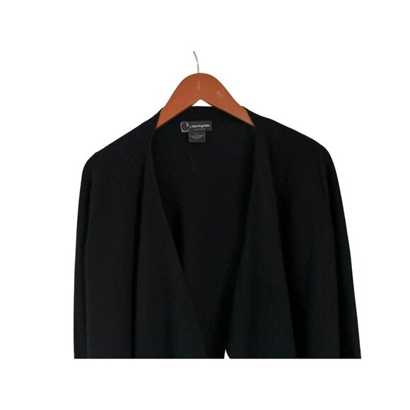 BLOOMINGDALE'S Cardigan 100% 2 PLY Cashmere Open Front Draped Size Med - Picture 2 of 7